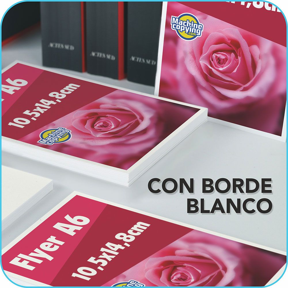 Impresión de Flyers con borde blanco de tamaño A6