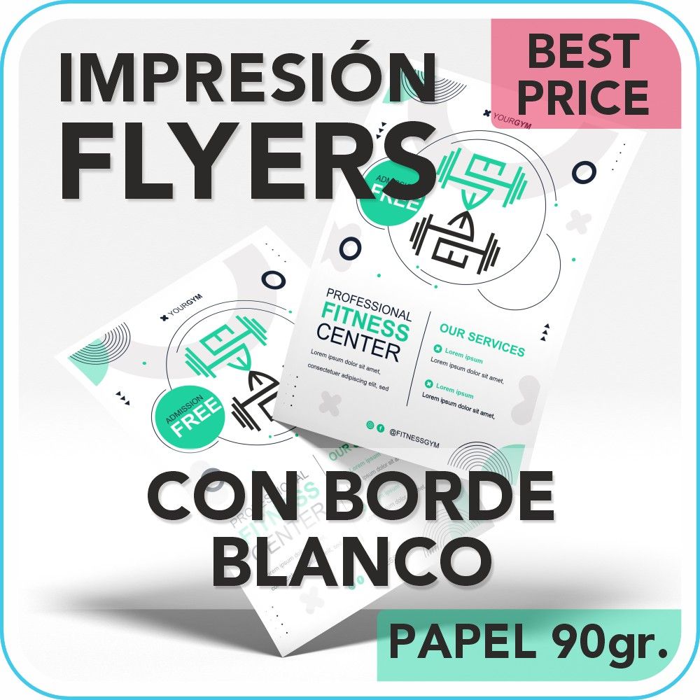 Flyer con borde blanco en papel de 90 gramos