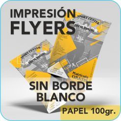 Flyer sin borde blanco en papel de 100 gramos